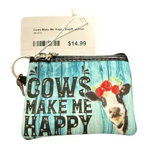 Cows Make Me Happy Coin Purse with Keychain